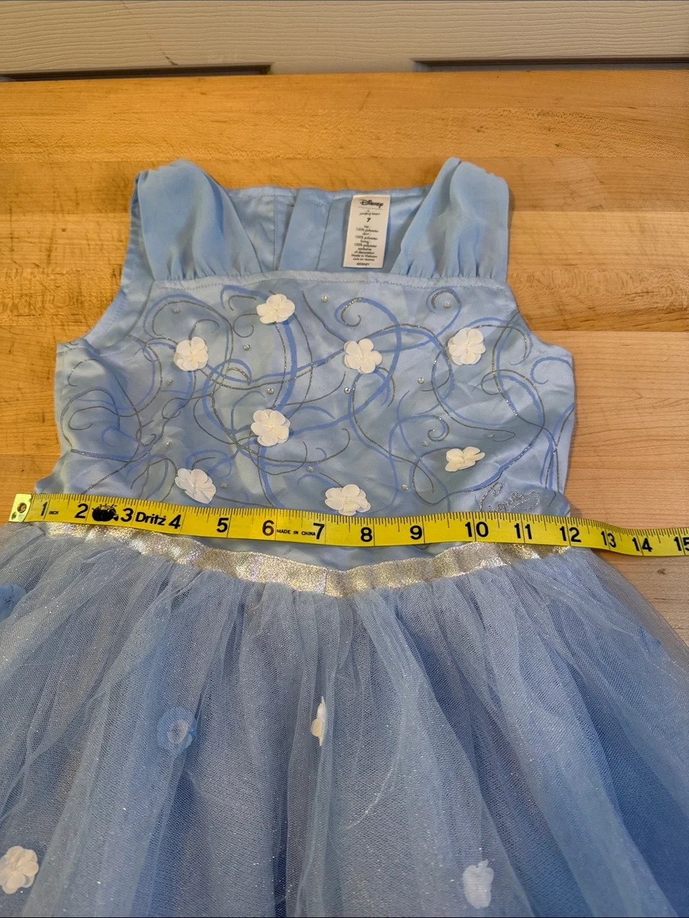 Disney Jumping Beans Princess Dress Girls Size 7 Blue Tulle Floral Cinderella